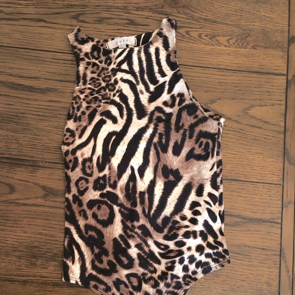 High Neck Animal Print Bodysuit